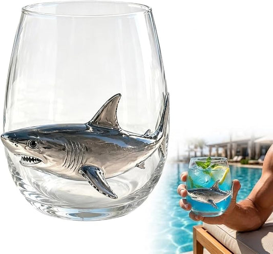 Artisanal Blue Ringed Octopus Glassware,3D Ocean Octopus Drinking Glass,Gift for Ocean Lovers,Shark by Unknown