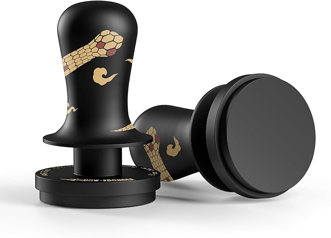 MHW-3BOMBER 58.35mm Espresso Tamper Snake Pattern Edition - 3 Spring Loaded Coffee Tamper with Sound Feedback - Barista Tamper Tool with Ergonomic Handle Flat Base T6069FS-OS