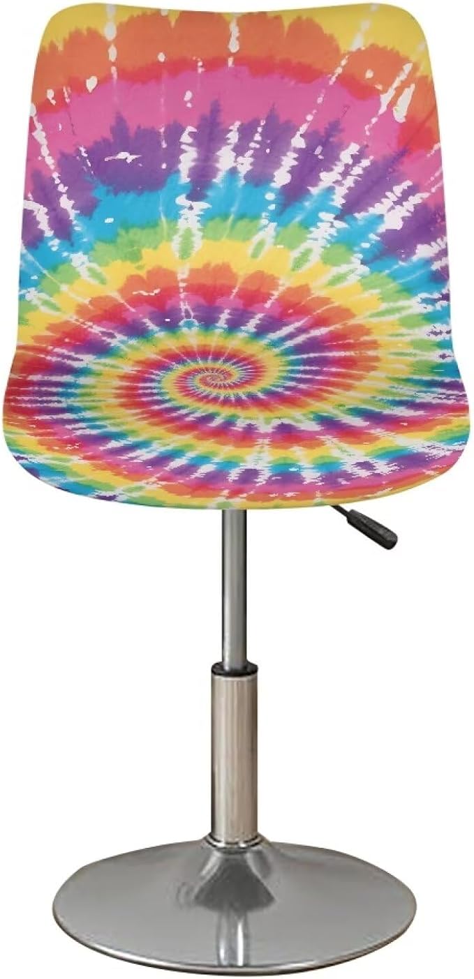 Colorful Tie Dye Bar Stools Covers 2 Pcs Barstool Slipcovers Elastic Stool Cushion Cover Swivel Barstool Covers Slipcovers for Low Short Back - Image 2