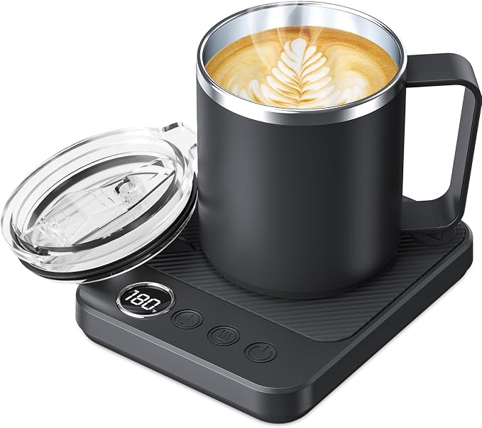 Felibeaco Coffee Mug Warmer &Mug Set for Desk, Smart Coffee Cup Warmer with 16oz Heated Mug, Cup Heater with Auto Shut Off for Office/Home, Coffee Gifts for Women/Men/Dad on Father‘s Day, Black by MakeYourLifeEasier
