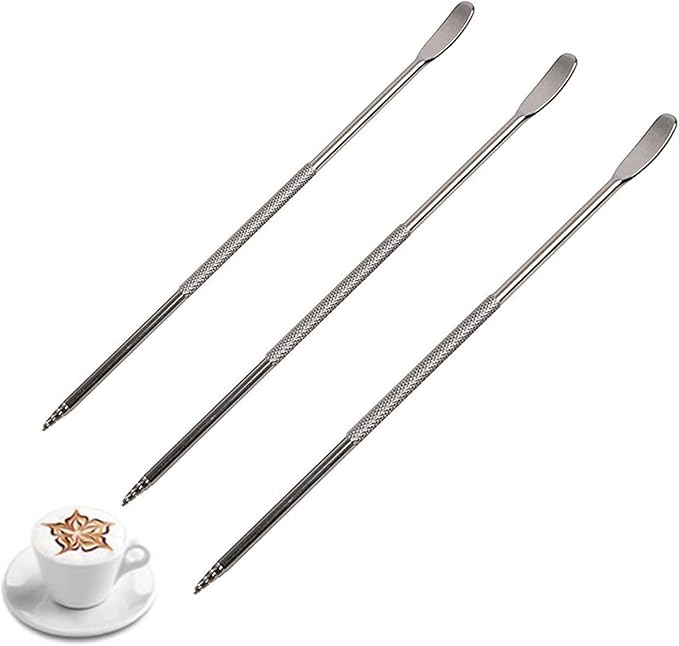 3 Pcs Coffee Latte Art Pen Stainless Steel Tool Espresso Machine Cafe Home Kitchen for Latte Art use by PPX