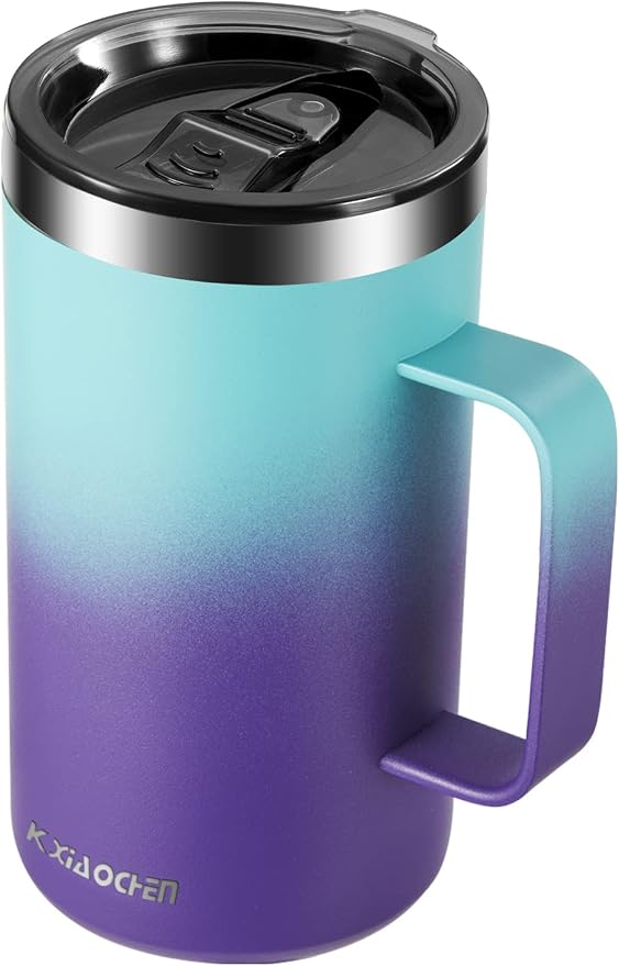 KXIAOCHEN 20 oz Insulated Coffee Mug, Coffee Cup with Lid and Wide Handle | 18/8 stainless steel, 6+ hours hot or 12+ hours cold, wide mouth, no-sweat exterior, for office, work, home and camping by KXIAOCHEN