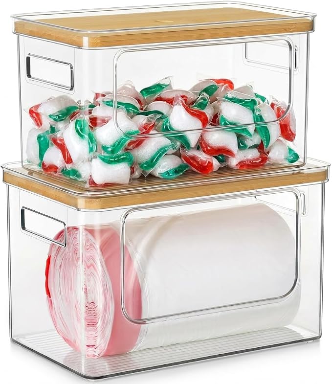 Hudgan Trash Bag Dispenser Under Sink, 2 in 1 Garbage Bag Holder Dishwasher Pods Organizer for Kitchen Pantry Laundry Room by HUDGAN