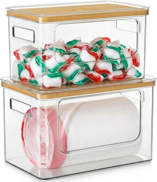 Hudgan Trash Bag Dispenser Under Sink, 2 in 1 Garbage Bag Holder Dishwasher Pods Organizer for Kitchen Pantry Laundry Room by HUDGAN