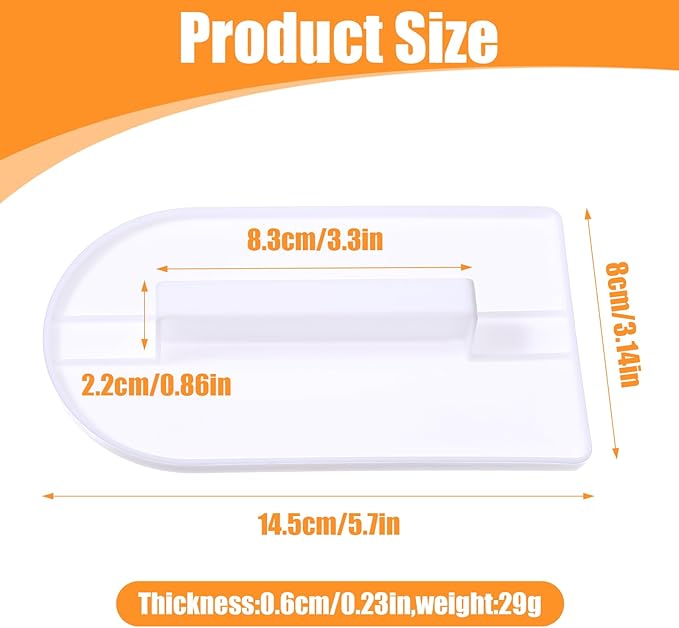 2 PCS Fondant Smoothing Tool, Cake Decoration Icing Smoother Tool, Sugarcraft Scraper Paddle, Fondant Polisher Finisher, White PP Plastic, 5.7" x 3.1"