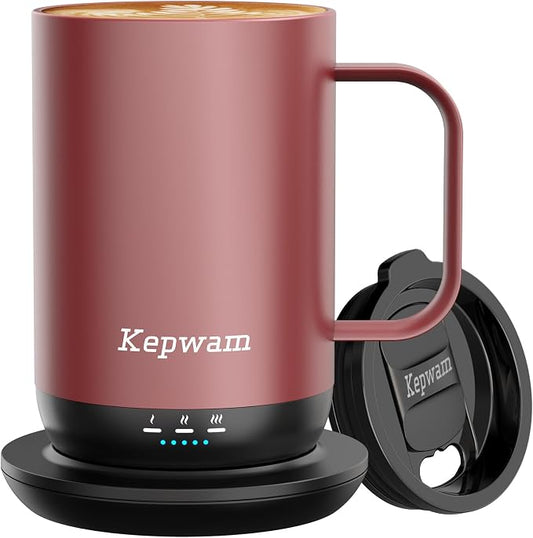 Kepwam Self-Heating Coffee Mug T1, 16oz Rechargeable Heated Coffee Mug, Smart Coffee Warmer Mug with App-Controlled,Advanced Temperature-Controlled Heating Coffee Gifts for Women Men Coffee Lover by Kepwam