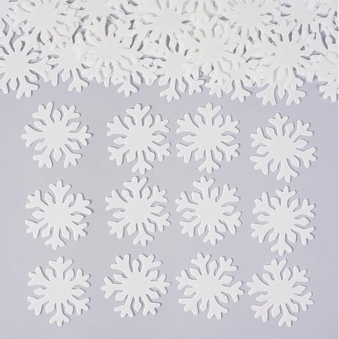 Edible Snowflakes for Cake Decorating, 50 Pcs White Snowflakes Wafer Paper, Edible Snowflakes for Cake, Macaron, Cakecircle, Cupcake, Ice Cream Topping - Image 2