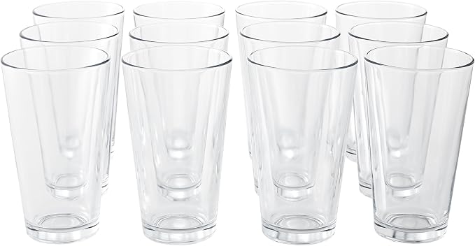 Set of 12, 16 oz Clear All-Purpose Cooler Glasses, Multipurpose Drinking Glassware Ideal for Water, Iced Tea, Cocktails and Everyday Dining by Unknown