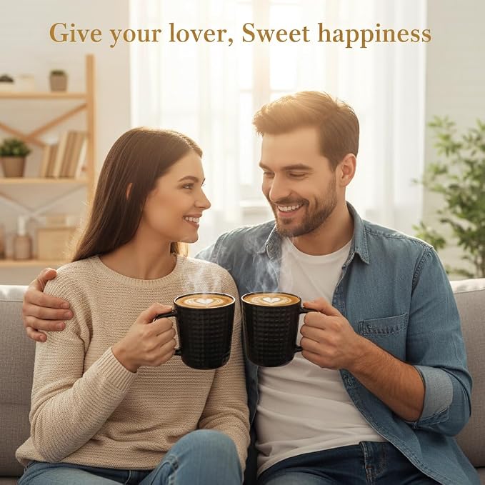 Large Coffee Mug, 20 oz Ceramic Coffee Cup with Handle, Black | Coffee Mug for Office & Home, Latte Cocoa, Microwave & Dishwasher Safe, Lead-Free, Wedding & Housewarming Gift - Image 4