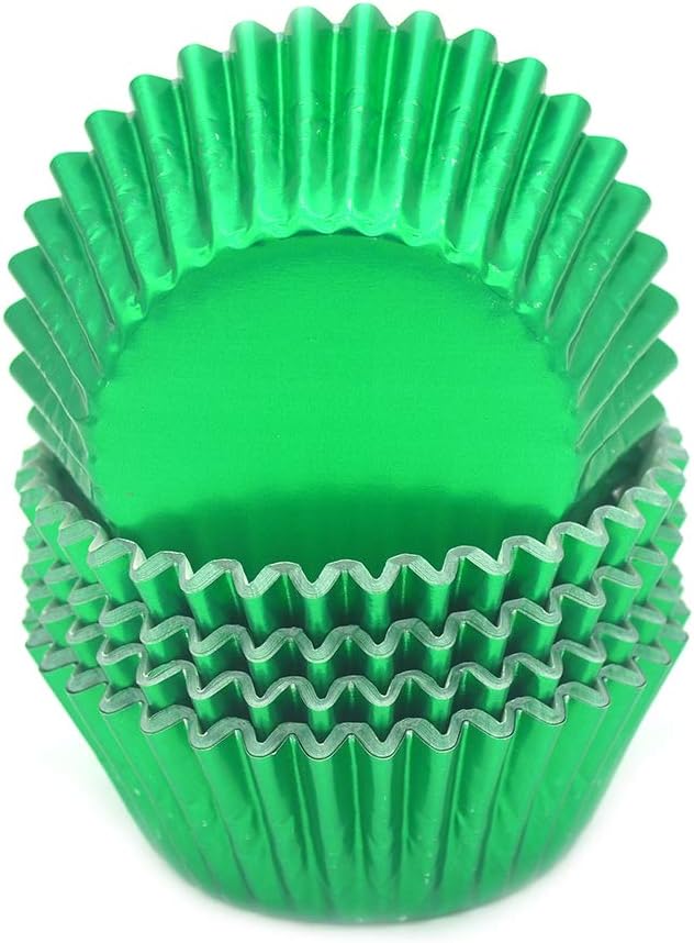Standard Green Foil Cupcake Liners Muffin Baking Cups for Party and More, 100-Count by Mombake
