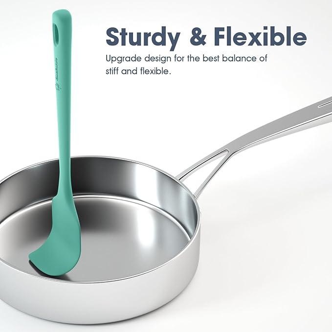 ChefAide 5 Pieces Silicone Spatula Set, Food Grade Rubber Spatula, Upgrade Strong Handle with Ergonomic Grip, Heat Resistant Up to 600°F for Nonstick Cookware, Cooking - Image 3