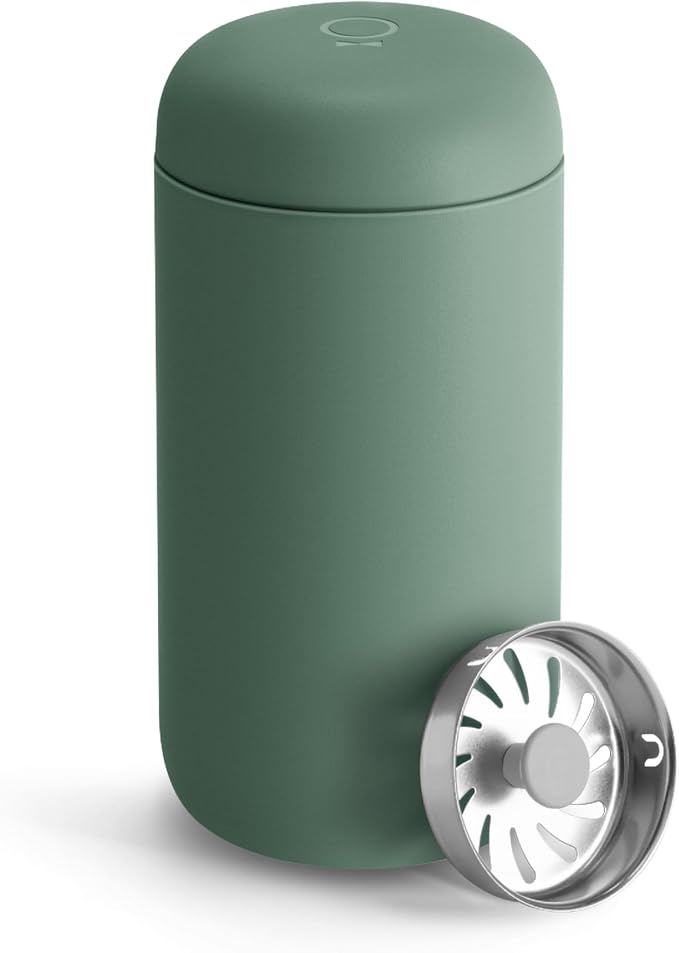 Fellow 12 oz Carter Move Travel Mug - Vacuum-Insulated Stainless Steel Travel Coffee Mug - Coffee Tumbler with Ceramic Interior and Splash Guard - Smoke Green by Unknown