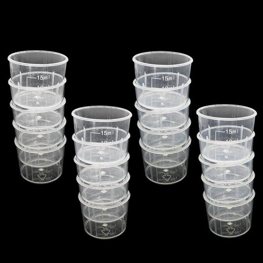 20PCS 15ml Graduated Plastic Measuring Cups Measuring Cup Graduated Beaker Clear Scale Cups Liquid Measuring Mixing Cups for Lab Kitchen Liquids Transparent