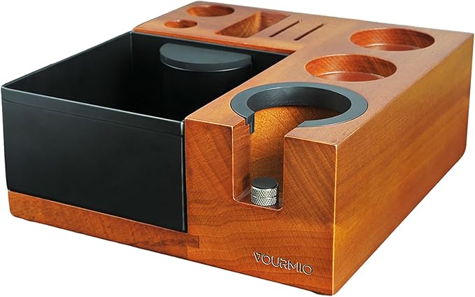 54mm Espresso Tamping Station - Large Knock Box, 9 in 1 Espresso Organizer for Storage 51/53/54MM Coffee Portafilter, Distributor, Tamper and Puck Screen Accessories