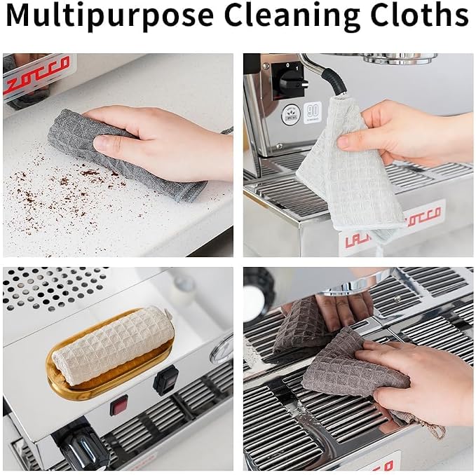 watchget Barista Microfiber Cloths 4 Pack (12"x12") | Professional Cleaning Towels for Espresso Machines, Steam Wands & Countertops Essential Coffee Bar Accessories - Image 4