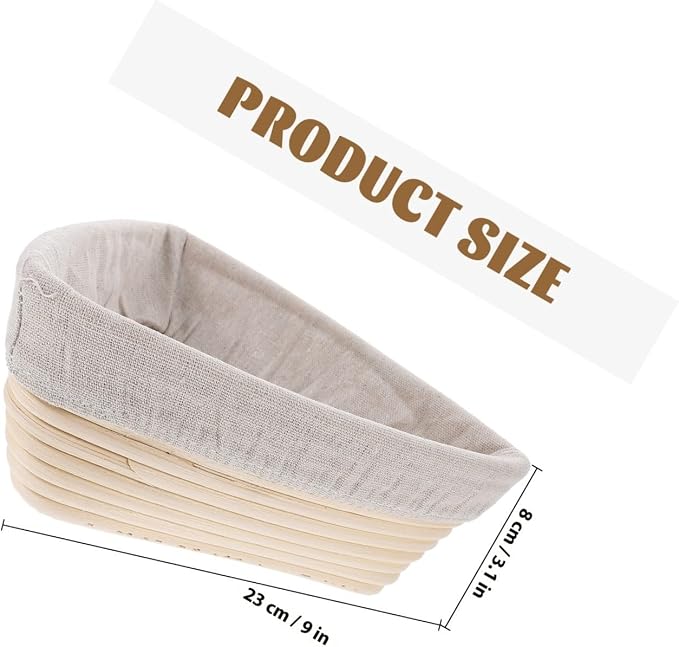 Bread with Vine and Fabric Material Proofing Basket Hand Woven Triangular Non-stick Bread Baking Tool with Cover for Home and Bakery Use - Image 2