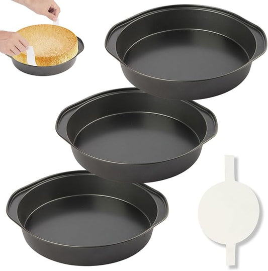 6 Inch Cake Pan - 3PCS Nonstick Round Cake Pans with 100 PCS Parchment Paper, Carbon Steel Smash Cake Baking Pans with Handle, Dishwasher Safe by Unknown