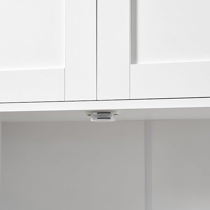 TEENFON Bathroom Floor Storage Cabinet, Freestanding Bathroom Storage Unit with 2 Adjustable Shelves & 4 Doors, White - Image 7