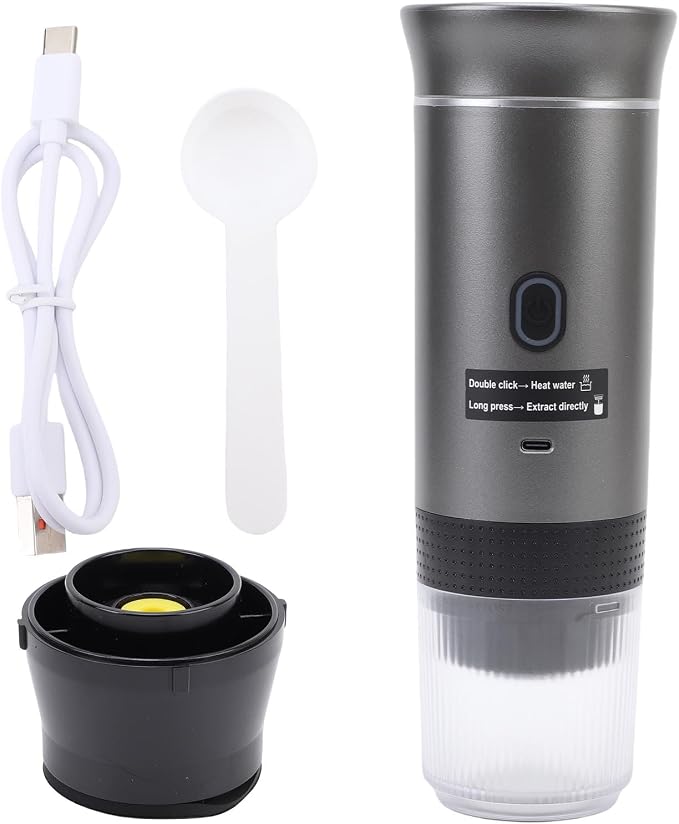 Keenso Portable Capsules Coffee Maker ABS 304 Stainless Steel Portable Coffee Machine 72W 120mL 20 Bar USB C Heated Brewing for Travel Office Camping Ground (Gray) - Image 6