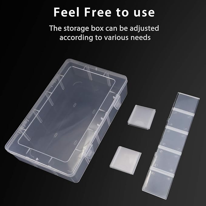 2 Pack 15 Grids Clear Plastic Organizer Box with Adjustable Dividers, Craft Storage Containers for Jewelry, Beads, Screws, Tackle Box, Washi Tapes, Small Parts Organizer for Arts and Crafts