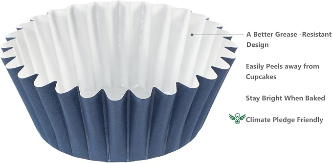 Caperci Grease-Resistant Standard Cupcake Liners 150 Counts - Heavy Duty Paper Muffin Baking Cups, Odorless, No Muffin Pan Needed, Easily Peels (Navy Blue) - Image 3