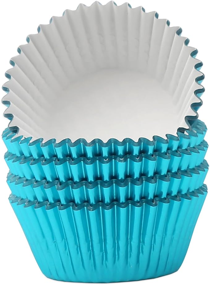 Standard Aqua Blue Foil Cupcake Liners Muffin Baking Cups for Party and More, 100-Count - Image 2
