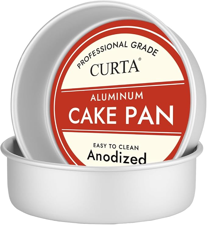 8 Inch Round Cake Pan, 8x3 inch 2 Set Anodized Aluminum Round Baking Pan, Small Cake Pan Non-Toxic & Heavy Duty, Deep Side, Easy Clean & Dishwasher Safe by CURTA