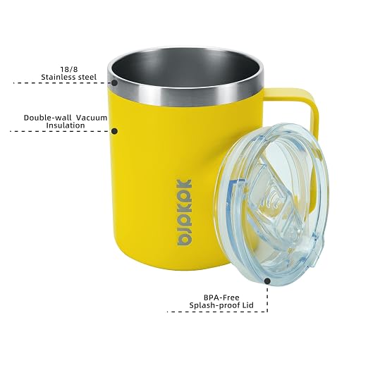 BJPKPK 2PCS Insulated Coffee Mug with Lid, 14oz Stainless Steel Tumbler | Travel Coffee Mug with Handle, Vacuum Insulated Tumbler Cup for Camping, Office, Home, BPA Free Lid, Hot & Cold - Image 2