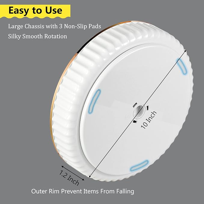Amolliar Fluted Lazy Susan Organizer, Turntable Organizer-White 10" 2 Pack | Lazy Susan for Cabinet Fridge, Pantry Organizer, Spice Rack Condiment Organizer for Kitchen, Countertop Bathroom Vanity Tray - Image 6
