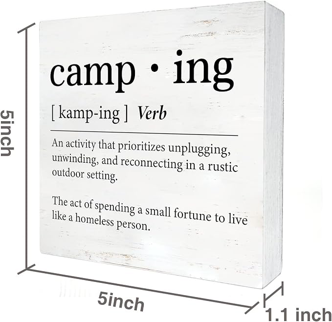Funny Camping Definition Wood Box Sign Home Decor Rustic Camping Wooden Box Sign Block Plaque for Wall Desk Decoration - Image 2