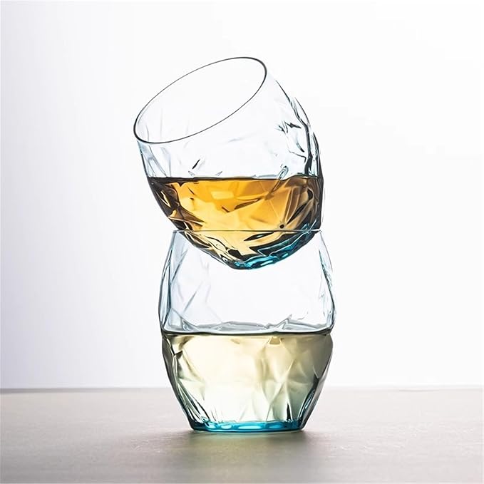 drinking glassware Blue Textured Crystal Glass Cup, 400/500ml(Small) - Image 5