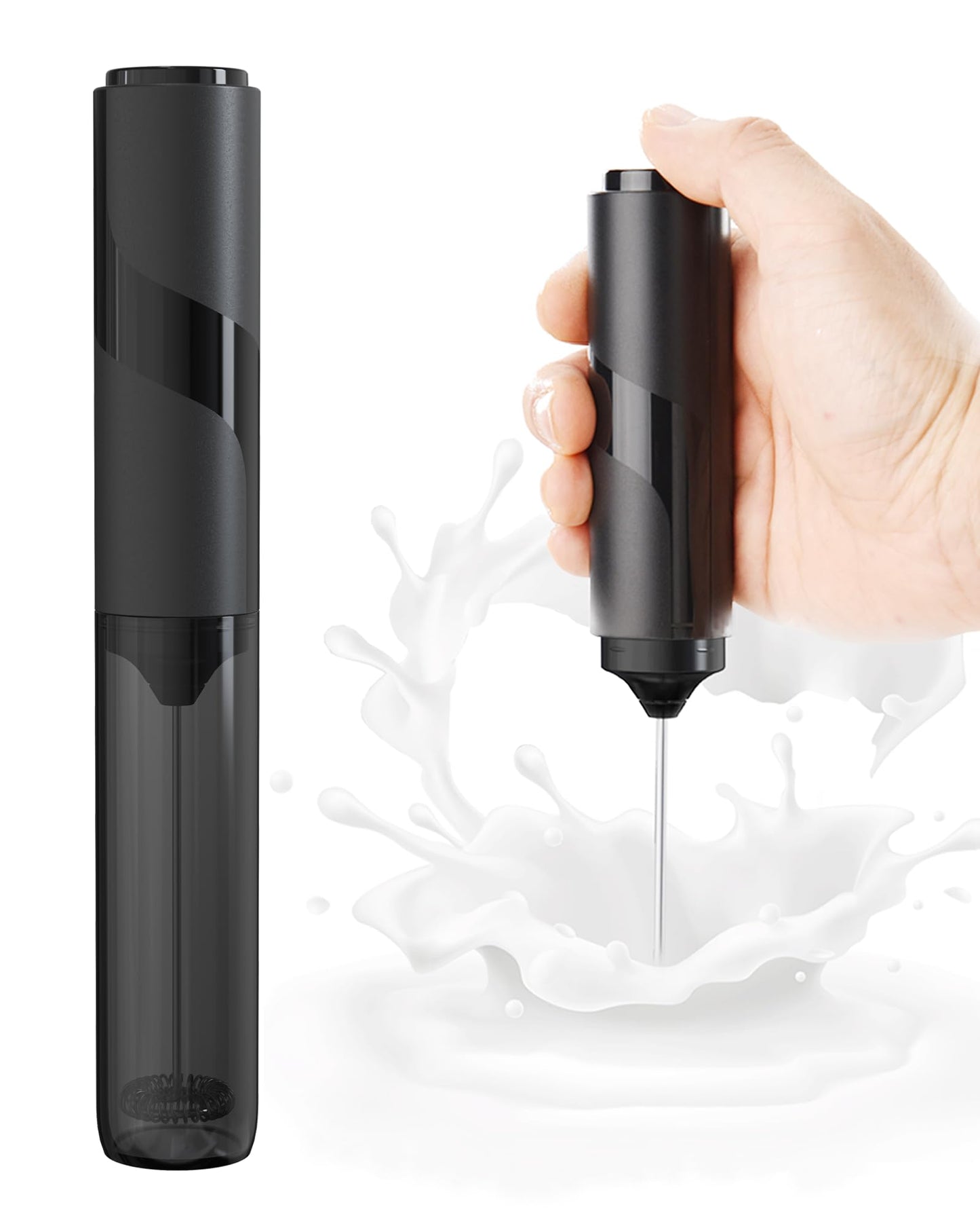 Rechargeable 3-Speed Milk Frother Wand (Black)