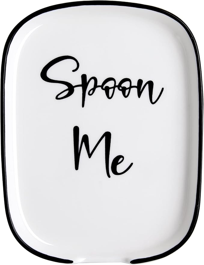 Ceramic Spoon Rest for Stove Top, Large Spoon Holder for Kitchen Counter, White Coffee Spoon Rest, Heat-Resistant Cooking Utensil Rest, Modern Farmhouse Kitchen Décor by DAYYET