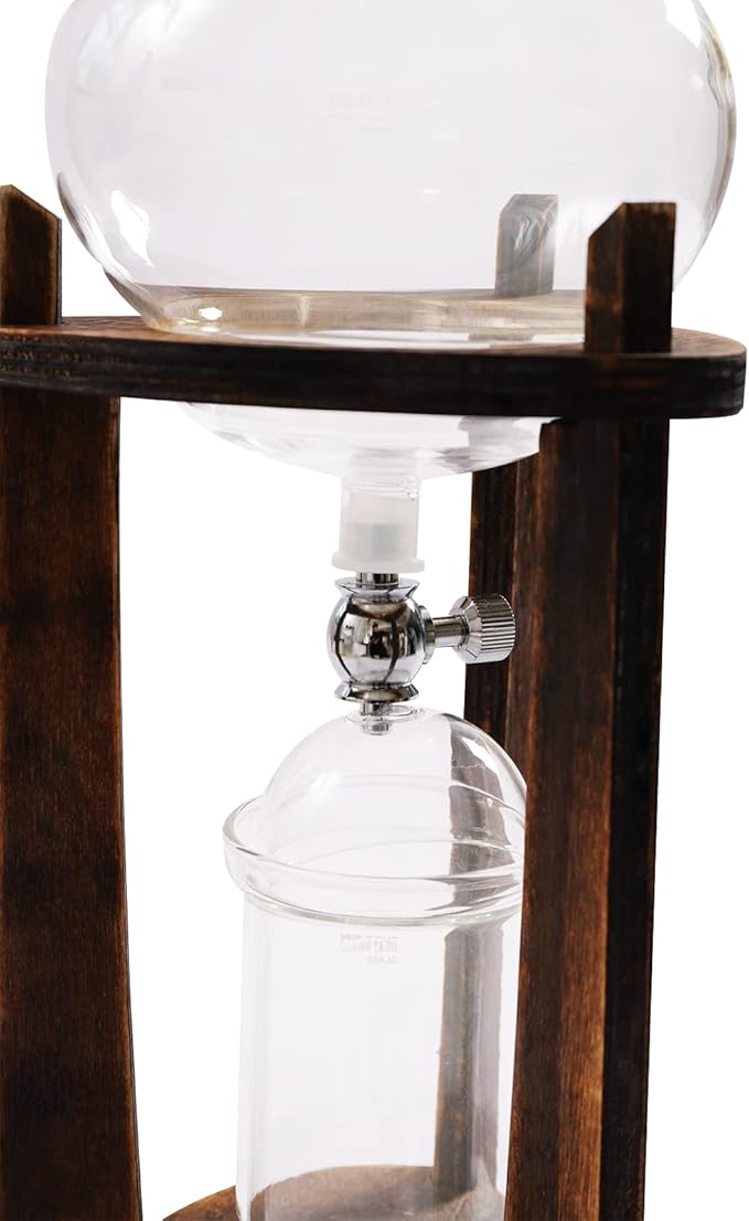 Ice Cold Drip Tower, 6-8 Cups 600ml Portable Cold Brew Coffee Machine -20~300℃ Temperature Range With Slow Drip TechnologyIBamboo Straight Frame for Home Office Drip Coffee Maker