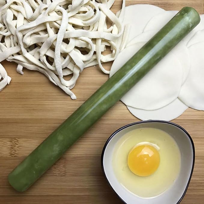 Marble Rolling Pin for Dough with Smooth Surface and Ergonomic Design, Baking Tool for Pasta and Tortillas, Non-stick Green Marble Roller Pin for Baking and Dumpling Preparation - Image 7