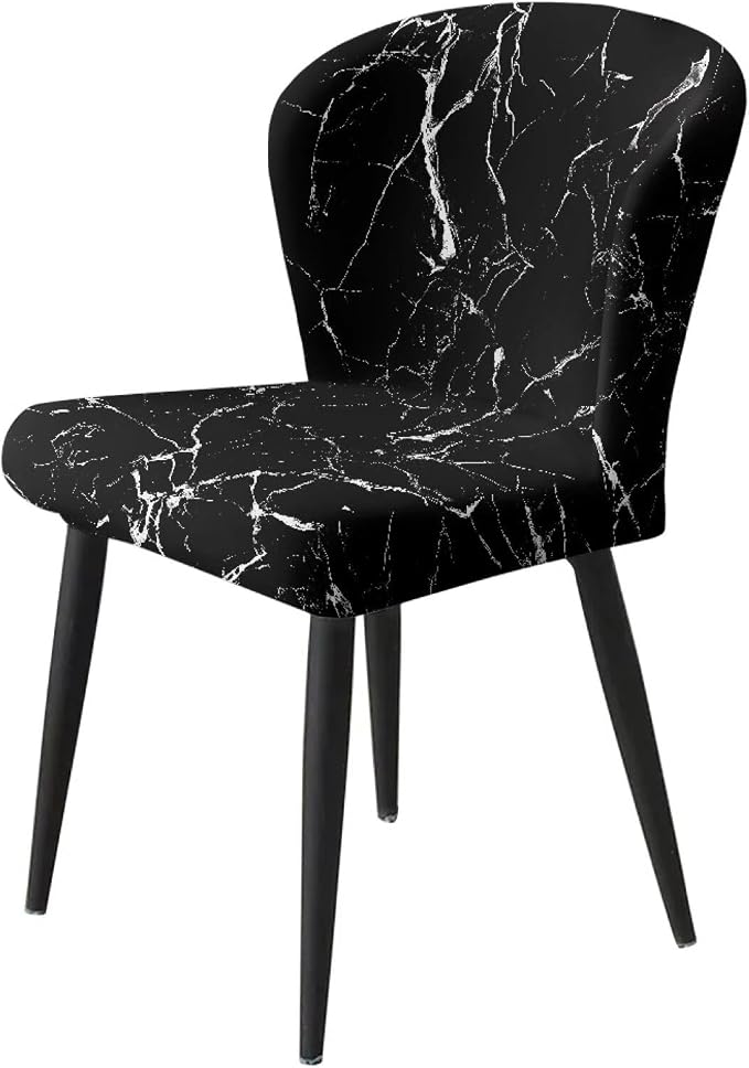 Black Marble Crack Bar Chair Seat Covers for Dining Room Decorative Covers for Bar Chair Stretch Chair Seat Covers Set of 2 Soft Barstool Chair Seat Cushion Slipcovers - Image 3
