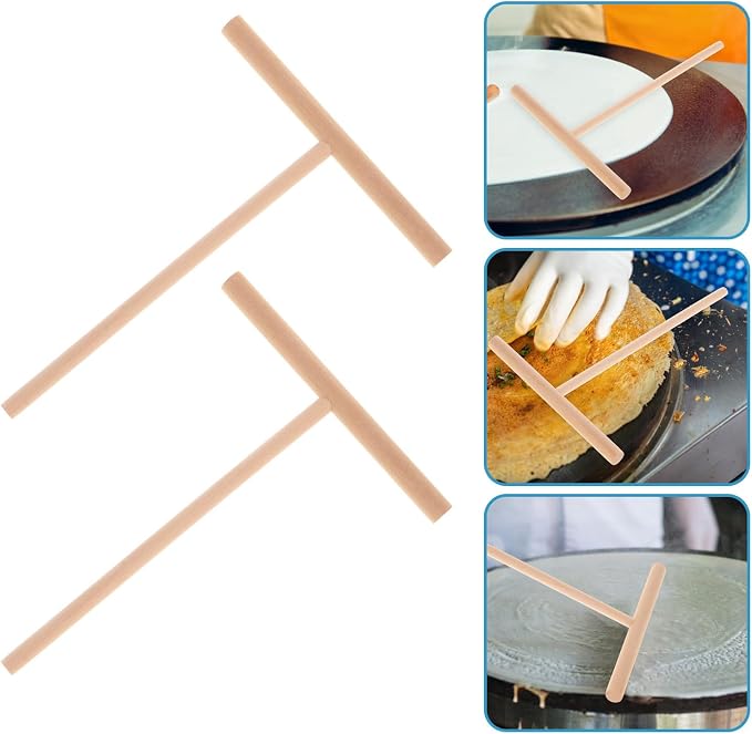 Garneck 2pcs Wooden Pancake Rake Spreading Tool for Making Omelets and Pancakes, Sturdy Khaki Wood Kitchen Utensil for Home Cooking and Breakfast Preparation - Image 8