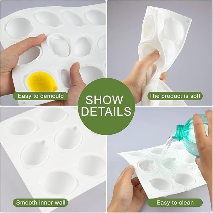 Lemons Shape Silicone Chocolate Mold for Baking Mousse Cake, 3D Silicone Baking Mold for Pastry Candy Cake Decoration (15-Cavity)
