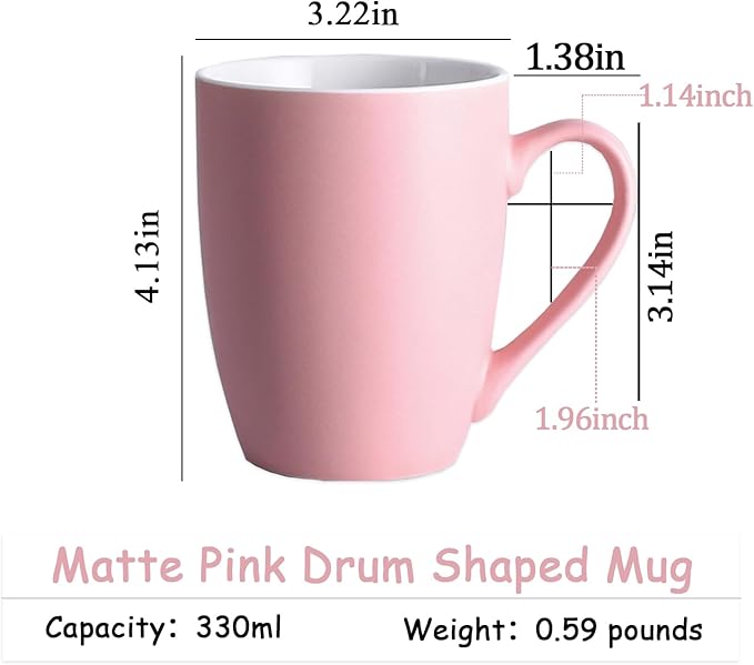 Coffee Mugs Set of 6, 12oz Ceramic Coffee Mugs with Handle, Matte Porcelain Pink Coffee Mug for Latte, Tea, Cocoa, Cappuccino, Cups for Women Men for Home Restaurant Mug (Pink) - Image 3