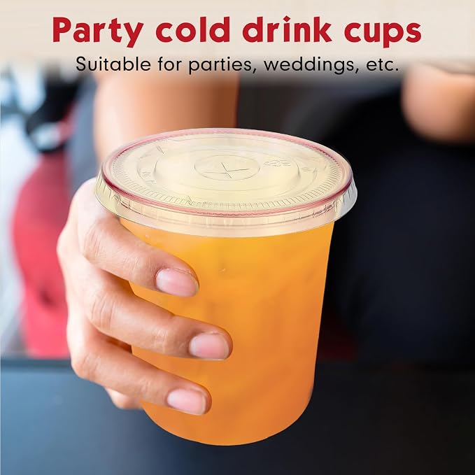 Baderke 25 Set Plastic Cups with Lids and Straws, Disposable Plastic Iced Coffee Cup for Cold Beverage Juice Smoothie Crystal for Coffee Shops Party Catering (Pink,14 oz) - Image 5