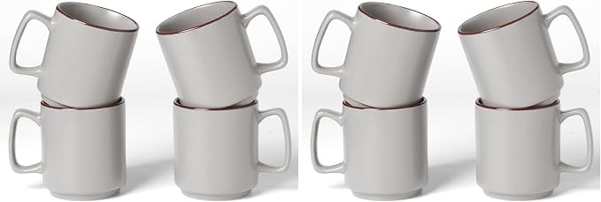 famiware Coffee Mugs Set of 4, Nebula 14oz Coffee Mugs, Ceramic Cup Set with Handle for Latte, Tea, Milk, Cappuccino, Cocoa, Light Gray (Pack of 2) by Famiware