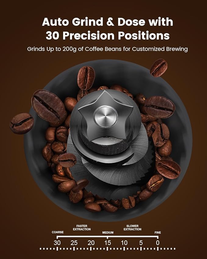 (2026 Upgrade) Espresso Machine with Grinder, 15 Bar Expresso Coffee Machines, Professional Coffee Maker for Latte&Cappuccino with Milk Frother, Expresso Machines for Home Descaling Kit Included White - Image 7