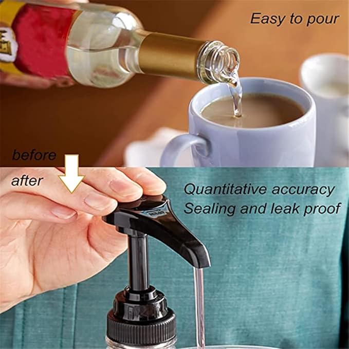 Lavandi 8pcs Syrup Pumps,Coffee Syrup Pump Dispenser Fits 750ml-25.4 oz Bottles,Replacement Syrup Bottle Pump Dispenser for Flavorings Creamer (Black)