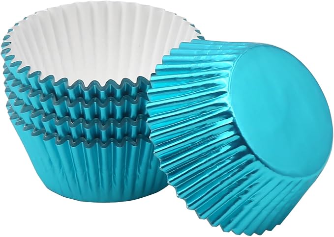 Standard Aqua Blue Foil Cupcake Liners Muffin Baking Cups for Party and More, 100-Count - Image 5