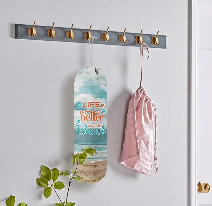 Life is Better at The Beach, Grocery Bags Holder Organizer for Shopping Bags，Wall Mount Plastic Bags Storage Container Dispensers, Gift for Women Mother Grandmother Friend - Image 4