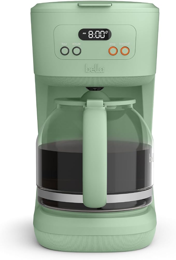 BREW 12-Cup Programmable Coffee Maker with No-Drip Glass Carafe, Seaglass by bella