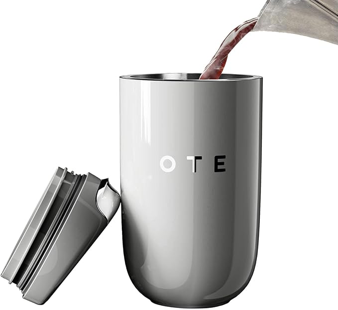 OTE Coffee Cup Travel Mug 12 OZ Leakproof, Keep Ice & Hot Personal Coffee Cup, 350 ML Vacuum Insulated Tumbler, BPA-Free Stainless Steel, Reusable Coffee Cups, Gray