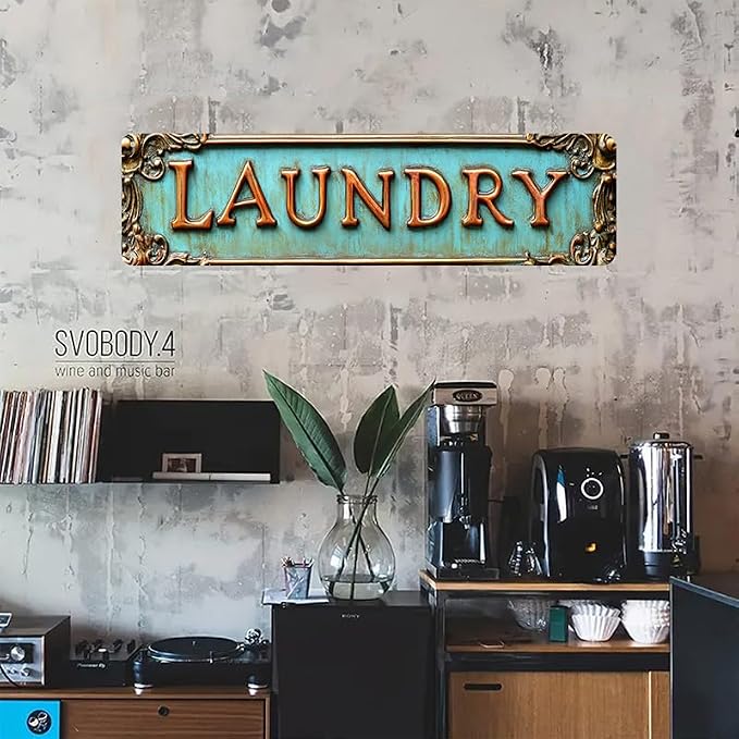 Bar Sign Bar Gifts Vintage Metal Wall Decor Sign"LAUNDRY" Street Sign Funny Man Cave Decor Accessories for Home, Bar, Bathroom, Bedroom Unique Retro Tin Signs for Outdoor 4 X 16 inches - Image 3