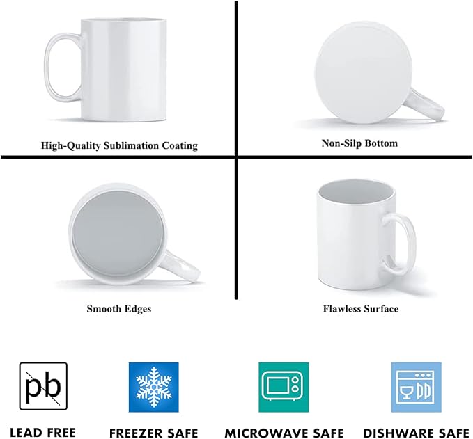 Sublimation Mugs, White Coffee Mugs 11oz Sublimation Coffee Cups AAA Coating Ceramic with Large Handle, Blanks White Mugs Set with Gift Boxes(Set of 36) - Image 3