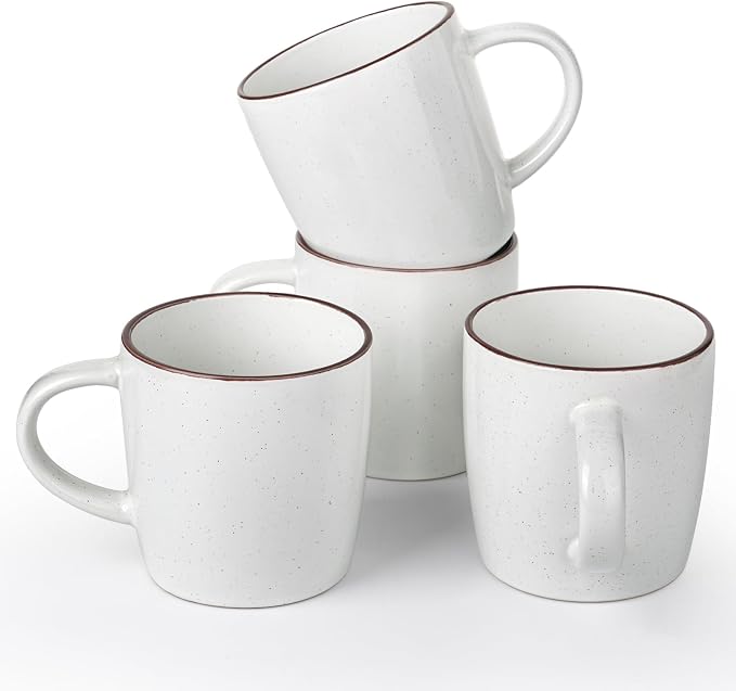 famiware Mercury Coffee Mugs 13 oz, Coffee Mugs Set of 4 with Handle, Ceramic Cups for Latte, Hot Tea, Cappuccino, Mocha, Cocoa, White by Famiware